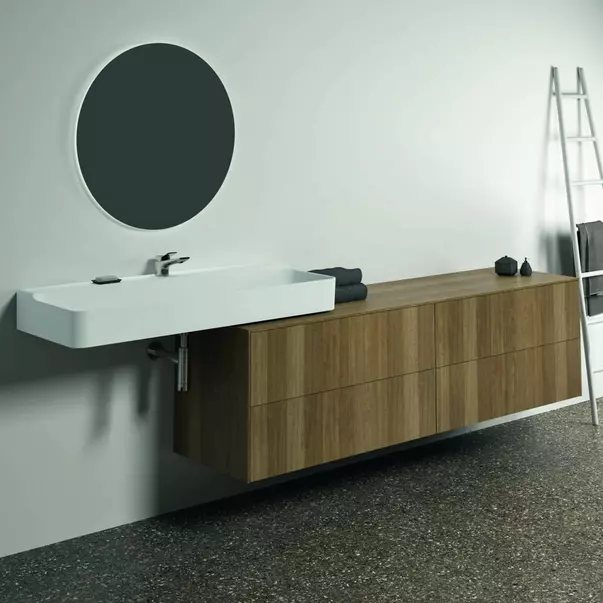 Dulap baza suspendat Ideal Standard Atelier Conca finisaj nuc inchis 4 sertare cu blat 200 cm [2]
