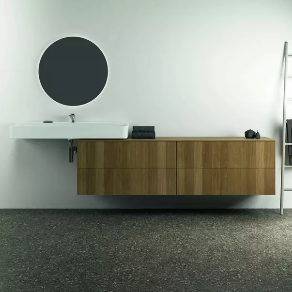 Dulap baza suspendat Ideal Standard Atelier Conca finisaj nuc inchis 4 sertare cu blat 200 cm [3]