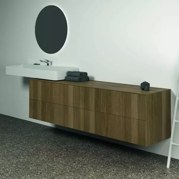 Dulap baza suspendat Ideal Standard Atelier Conca finisaj nuc inchis 4 sertare cu blat 200 cm [4]