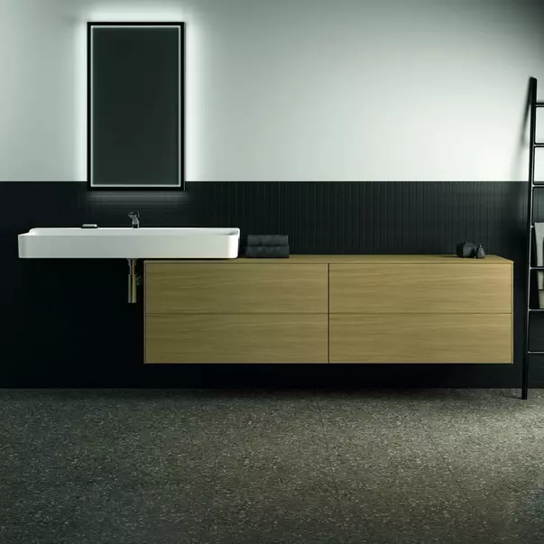 Dulap baza suspendat Ideal Standard Atelier Conca finisaj stejar deschis 4 sertare cu blat 200 cm [3]