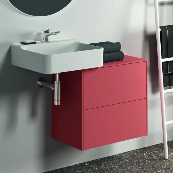 Dulap baza suspendat Ideal Standard Atelier Conca 2 sertare cu blat 60 cm rosu - oranj mat [2]