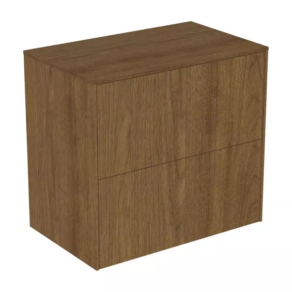 Mobilier Baie - Dulap baza suspendat Ideal Standard Atelier Conca 2 sertare cu blat 60 cm finisaj nuc inchis