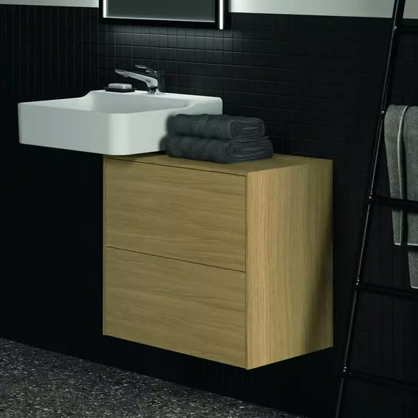 Dulap baza suspendat Ideal Standard Atelier Conca 2 sertare cu blat 60 cm finisaj stejar deschis [5]