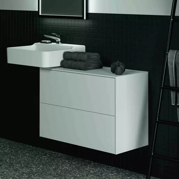 Dulap baza suspendat Ideal Standard Atelier Conca 2 sertare cu blat 80 cm alb mat [6]
