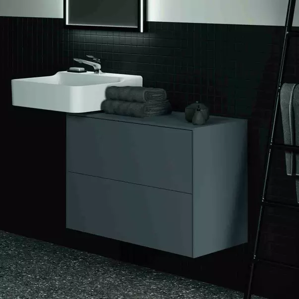 Dulap baza suspendat Ideal Standard Atelier Conca 2 sertare cu blat 80 cm antracit mat [5]
