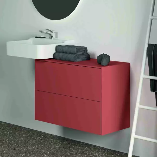 Dulap baza suspendat Ideal Standard Atelier Conca 2 sertare cu blat 80 cm rosu - oranj mat [5]