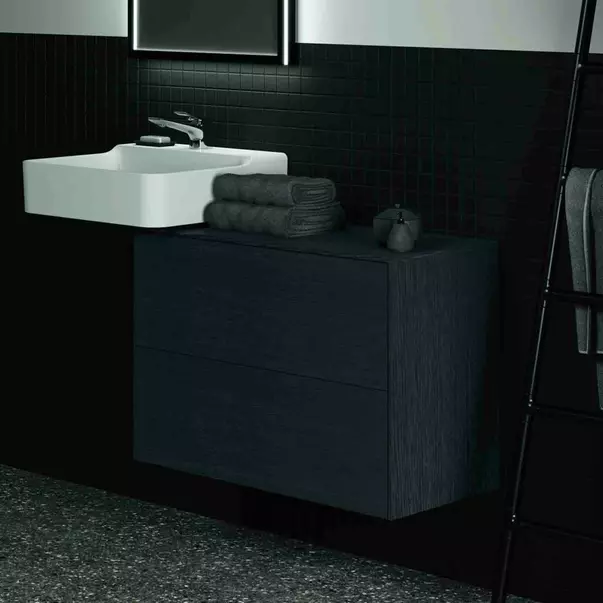 Dulap baza suspendat Ideal Standard Atelier Conca 2 sertare cu blat 80 cm finisaj stejar inchis [5]