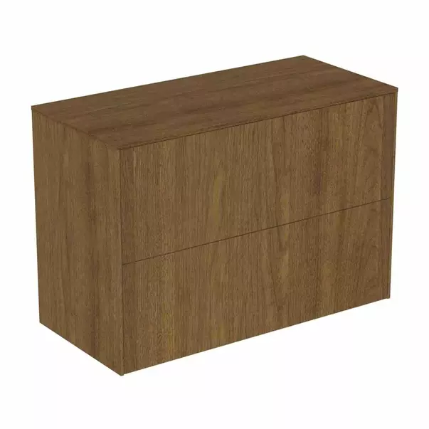 Mobilier Baie - Dulap baza suspendat Ideal Standard Atelier Conca 2 sertare cu blat 80 cm finisaj nuc inchis