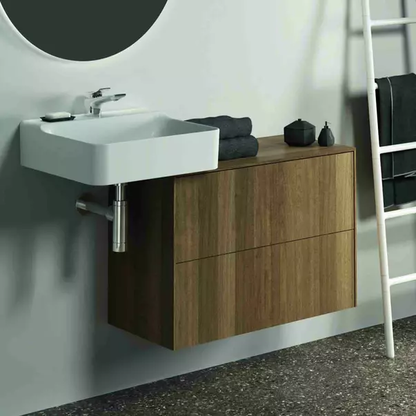Dulap baza suspendat Ideal Standard Atelier Conca 2 sertare cu blat 80 cm finisaj nuc inchis [2]