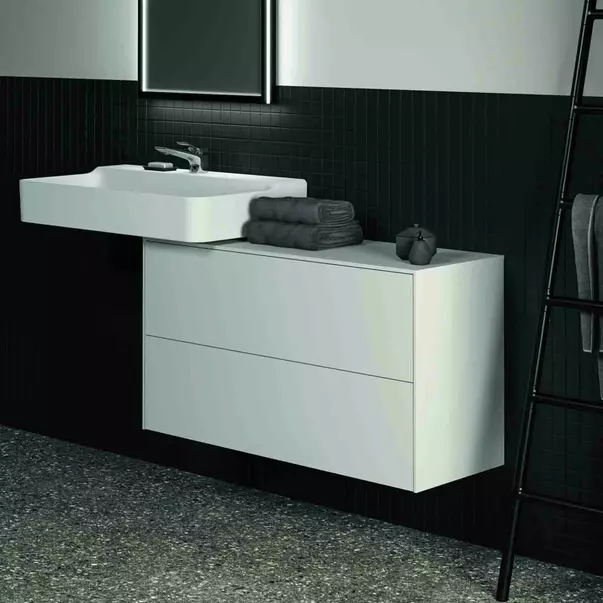 Dulap baza suspendat Ideal Standard Atelier Conca 2 sertare cu blat 100 cm alb mat [5]