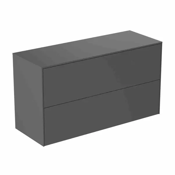 Mobilier Baie - Dulap baza suspendat Ideal Standard Atelier Conca 2 sertare cu blat 100 cm antracit mat