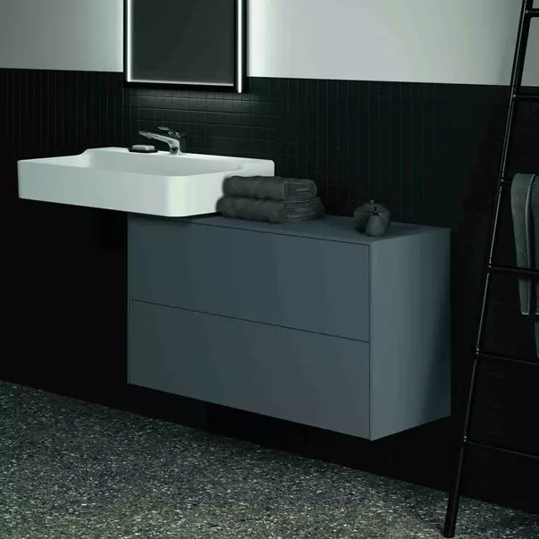 Dulap baza suspendat Ideal Standard Atelier Conca 2 sertare cu blat 100 cm antracit mat [3]