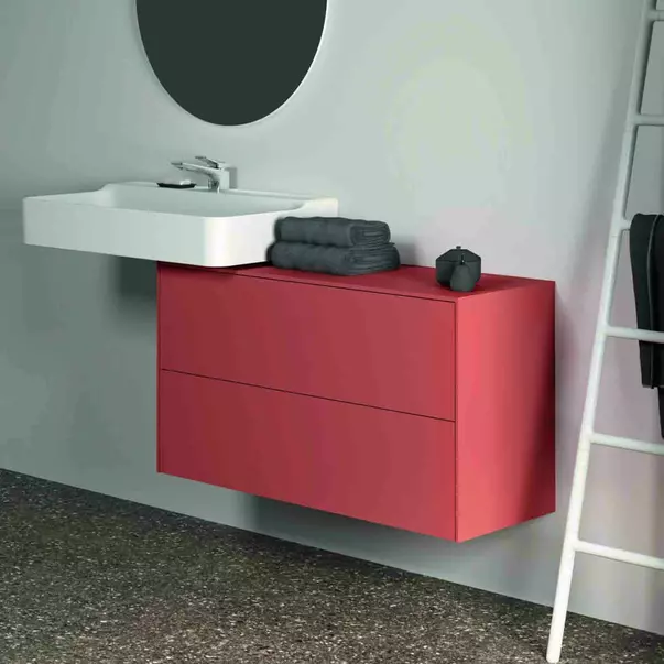 Dulap baza suspendat Ideal Standard Atelier Conca 2 sertare cu blat 100 cm rosu - oranj mat [6]