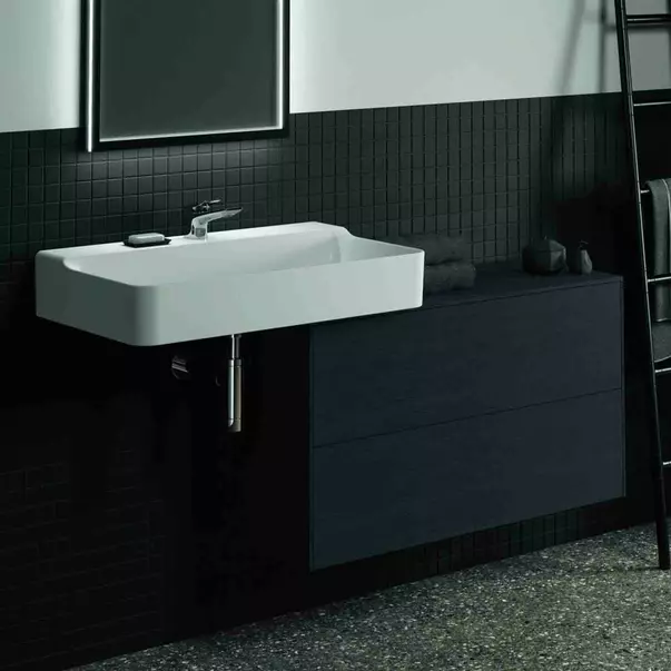 Dulap baza suspendat Ideal Standard Atelier Conca 2 sertare cu blat 100 cm finisaj stejar inchis [2]