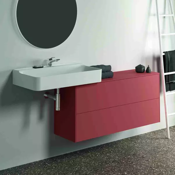 Mobilier Baie - Dulap baza suspendat Ideal Standard Atelier Conca 2 sertare cu blat 120 cm rosu - oranj mat