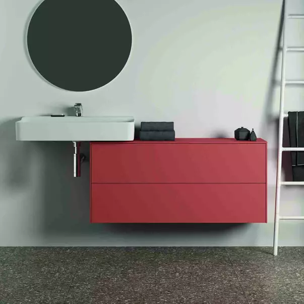 Dulap baza suspendat Ideal Standard Atelier Conca 2 sertare cu blat 120 cm rosu - oranj mat [5]