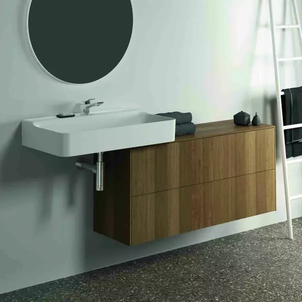 Dulap baza suspendat Ideal Standard Atelier Conca 2 sertare cu blat 120 cm finisaj nuc inchis [2]