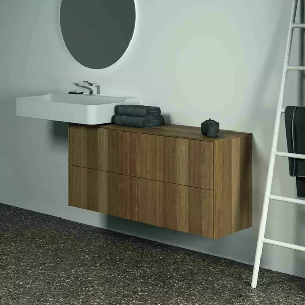 Dulap baza suspendat Ideal Standard Atelier Conca 2 sertare cu blat 120 cm finisaj nuc inchis [6]