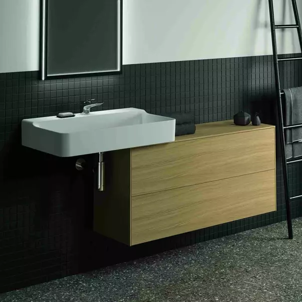 Mobilier Baie - Dulap baza suspendat Ideal Standard Atelier Conca 2 sertare cu blat 120 cm finisaj stejar deschis
