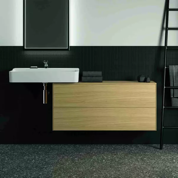 Dulap baza suspendat Ideal Standard Atelier Conca 2 sertare cu blat 120 cm finisaj stejar deschis [3]