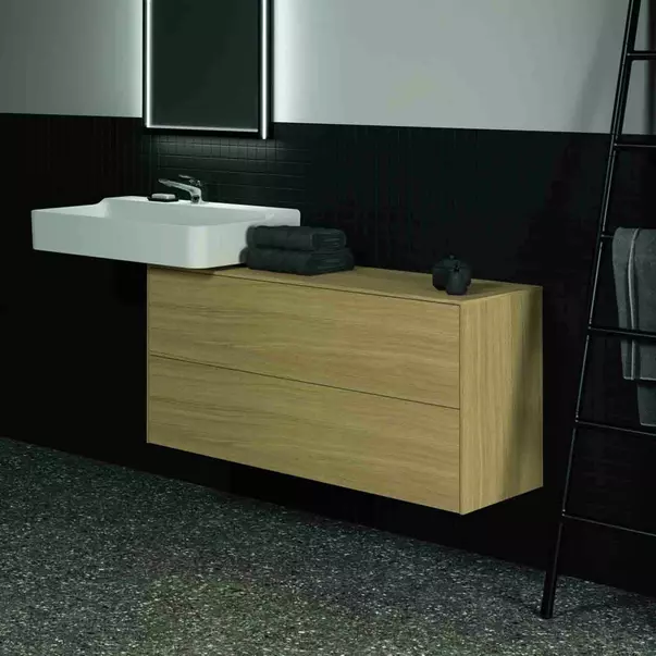 Dulap baza suspendat Ideal Standard Atelier Conca 2 sertare cu blat 120 cm finisaj stejar deschis [5]