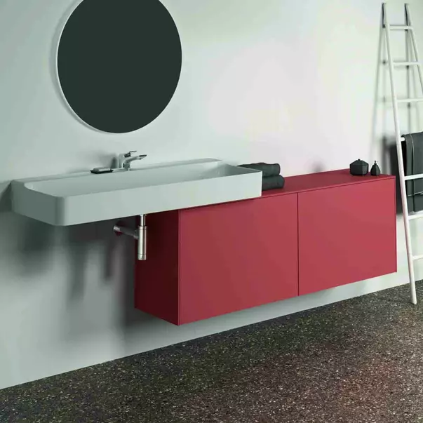 Mobilier Baie - Dulap baza suspendat Ideal Standard Atelier Conca 2 sertare cu blat 160 cm rosu - oranj mat