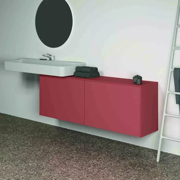Dulap baza suspendat Ideal Standard Atelier Conca 2 sertare cu blat 160 cm rosu - oranj mat [6]