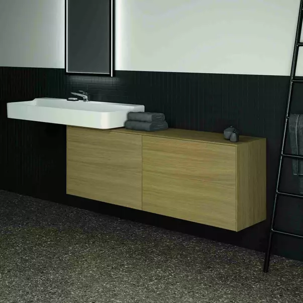 Dulap baza suspendat Ideal Standard Atelier Conca 2 sertare cu blat 160 cm finisaj stejar deschis [5]