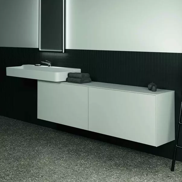 Dulap baza suspendat Ideal Standard Atelier Conca 2 sertare cu blat 200 cm alb mat [4]