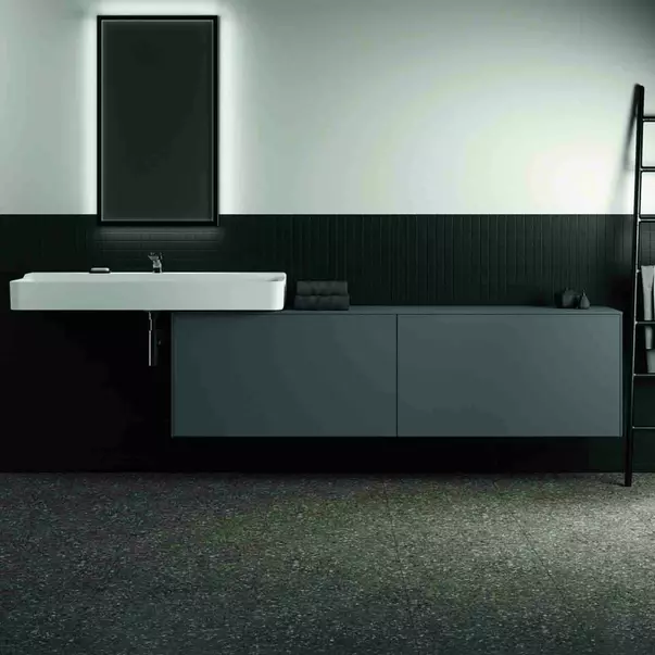 Dulap baza suspendat Ideal Standard Atelier Conca 2 sertare cu blat 200 cm antracit mat [3]