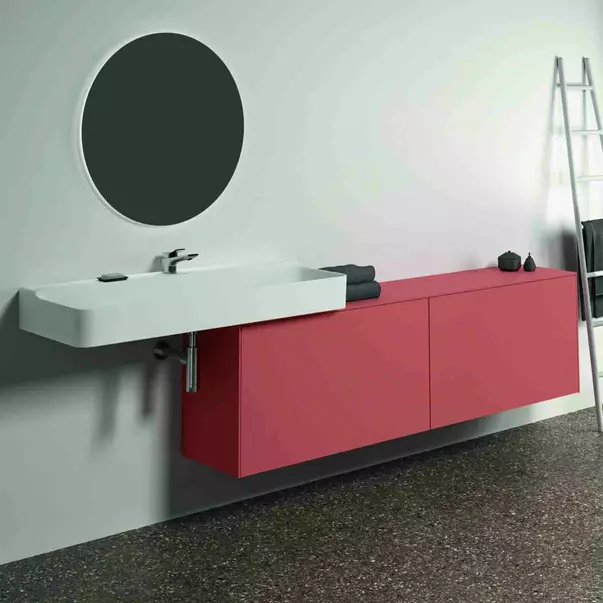 Mobilier Baie - Dulap baza suspendat Ideal Standard Atelier Conca 2 sertare cu blat 200 cm rosu - oranj mat