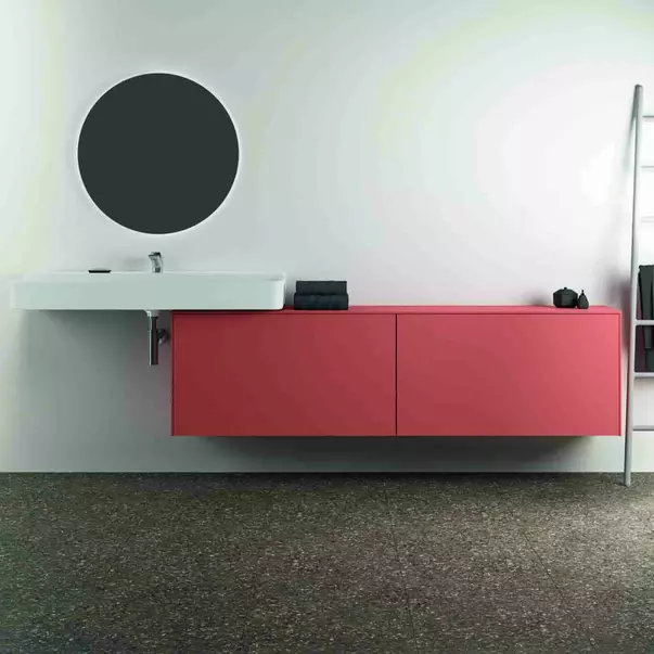Dulap baza suspendat Ideal Standard Atelier Conca 2 sertare cu blat 200 cm rosu - oranj mat [3]