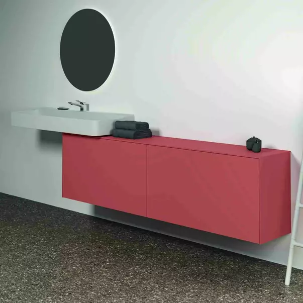 Dulap baza suspendat Ideal Standard Atelier Conca 2 sertare cu blat 200 cm rosu - oranj mat [5]