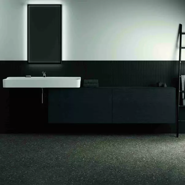 Dulap baza suspendat Ideal Standard Atelier Conca 2 sertare cu blat 200 cm finisaj stejar inchis [3]