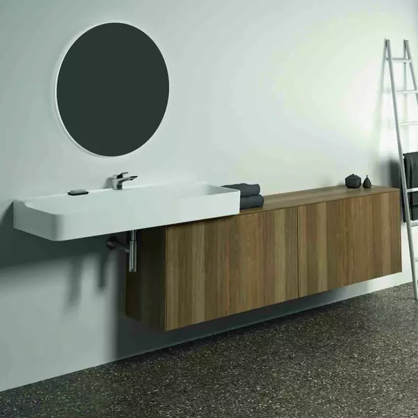 Dulap baza suspendat Ideal Standard Atelier Conca 2 sertare cu blat 200 cm finisaj nuc inchis [2]