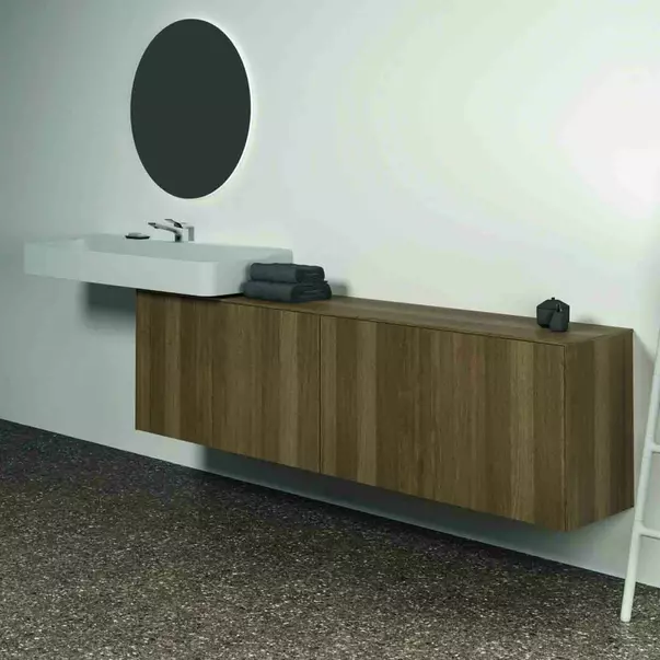 Dulap baza suspendat Ideal Standard Atelier Conca 2 sertare cu blat 200 cm finisaj nuc inchis [6]