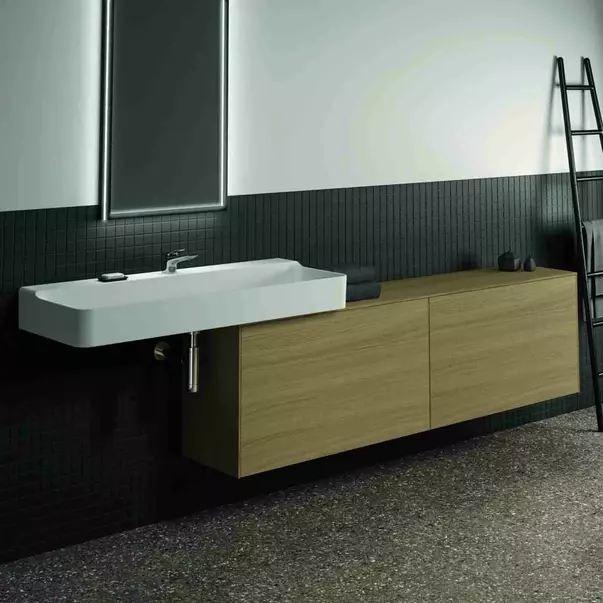 Mobilier Baie - Dulap baza suspendat Ideal Standard Atelier Conca 2 sertare cu blat 200 cm finisaj stejar deschis