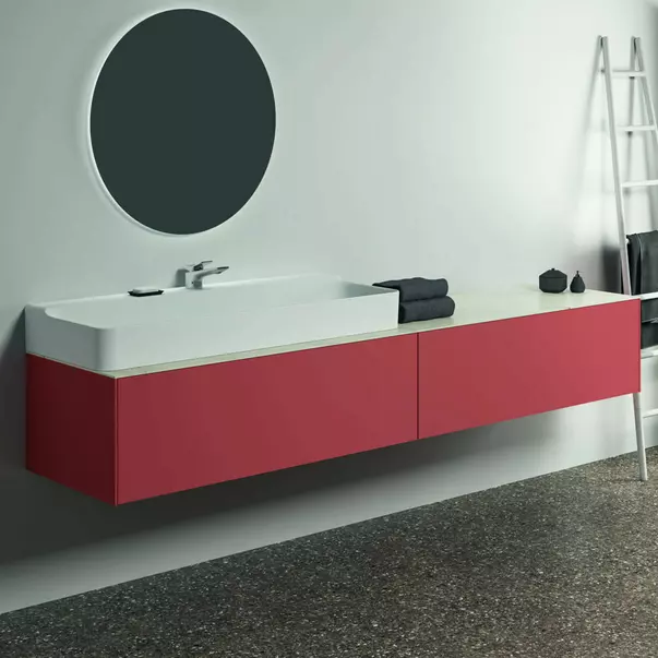 Dulap baza suspendat Ideal Standard Atelier Conca rosu - oranj mat 2 sertare 240 cm [2]