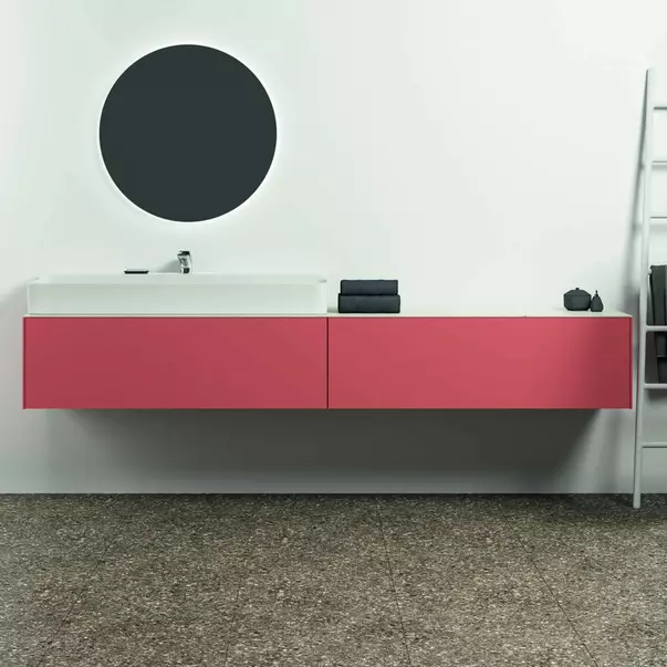 Dulap baza suspendat Ideal Standard Atelier Conca rosu - oranj mat 2 sertare 240 cm [3]