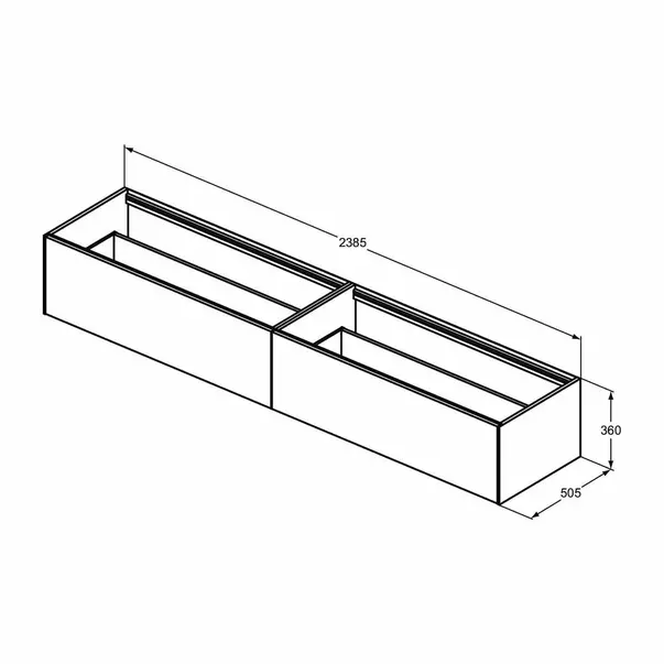Dulap baza suspendat Ideal Standard Atelier Conca rosu - oranj mat 2 sertare 240 cm [6]