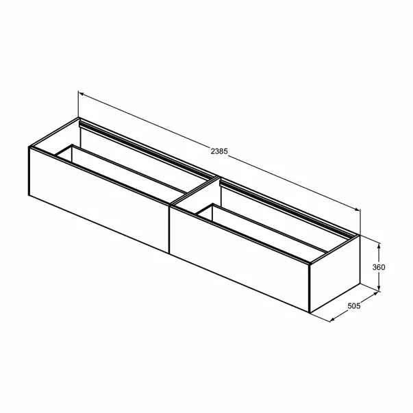 Dulap baza suspendat Ideal Standard Atelier Conca finisaj stejar inchis 2 sertare 240 cm [6]