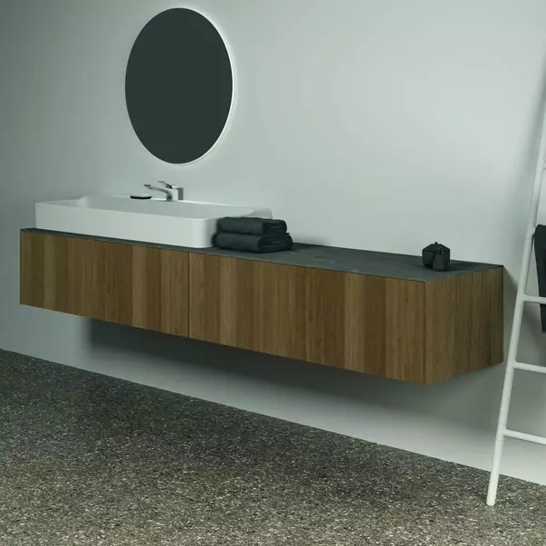 Dulap baza suspendat Ideal Standard Atelier Conca finisaj nuc inchis 2 sertare 240 cm [4]