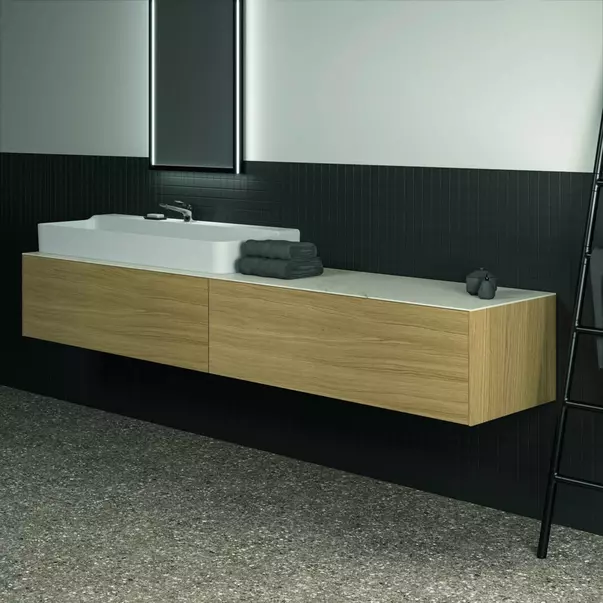 Dulap baza suspendat Ideal Standard Atelier Conca finisaj stejar deschis 2 sertare 240 cm [4]