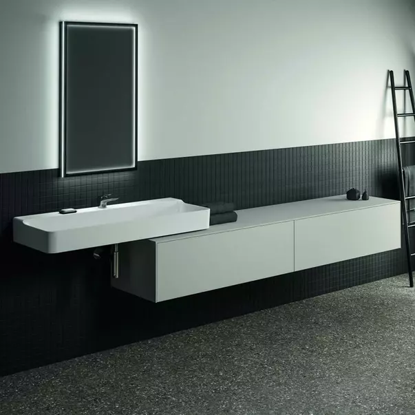 Dulap baza suspendat Ideal Standard Atelier Conca alb mat 2 sertare cu blat 240 cm [2]