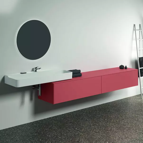  Dulapuri baie - Dulap baza suspendat Ideal Standard Atelier Conca  rosu - oranj mat 2 sertare cu blat 240 cm