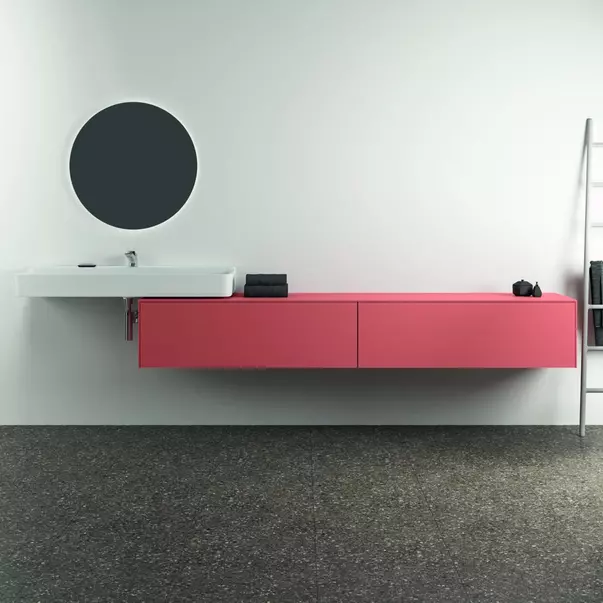 Dulap baza suspendat Ideal Standard Atelier Conca  rosu - oranj mat 2 sertare cu blat 240 cm [4]