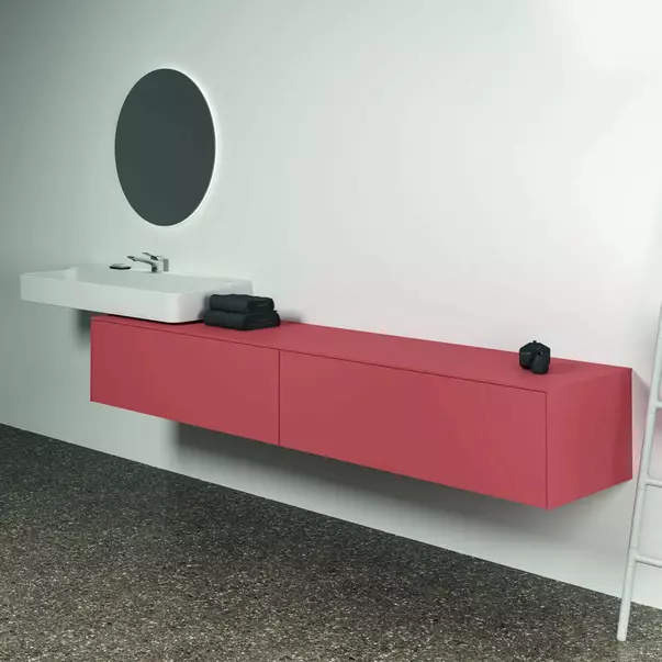 Dulap baza suspendat Ideal Standard Atelier Conca  rosu - oranj mat 2 sertare cu blat 240 cm [6]