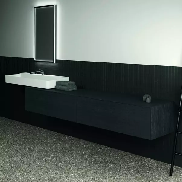 Dulap baza suspendat Ideal Standard Atelier Conca finisaj stejar inchis 2 sertare cu blat 240 cm [4]