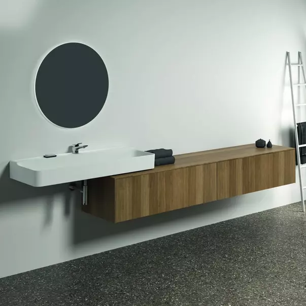Dulap baza suspendat Ideal Standard Atelier Conca finisaj nuc inchis 2 sertare cu blat 240 cm [2]