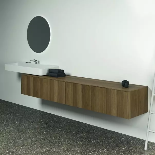 Dulap baza suspendat Ideal Standard Atelier Conca finisaj nuc inchis 2 sertare cu blat 240 cm [5]